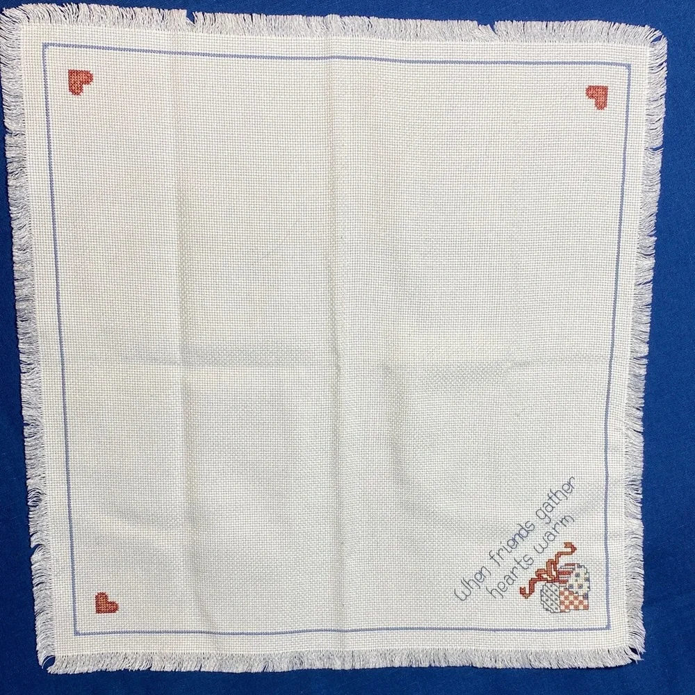New Hand Embroidered Breadcloth with Friendship & Heart Design